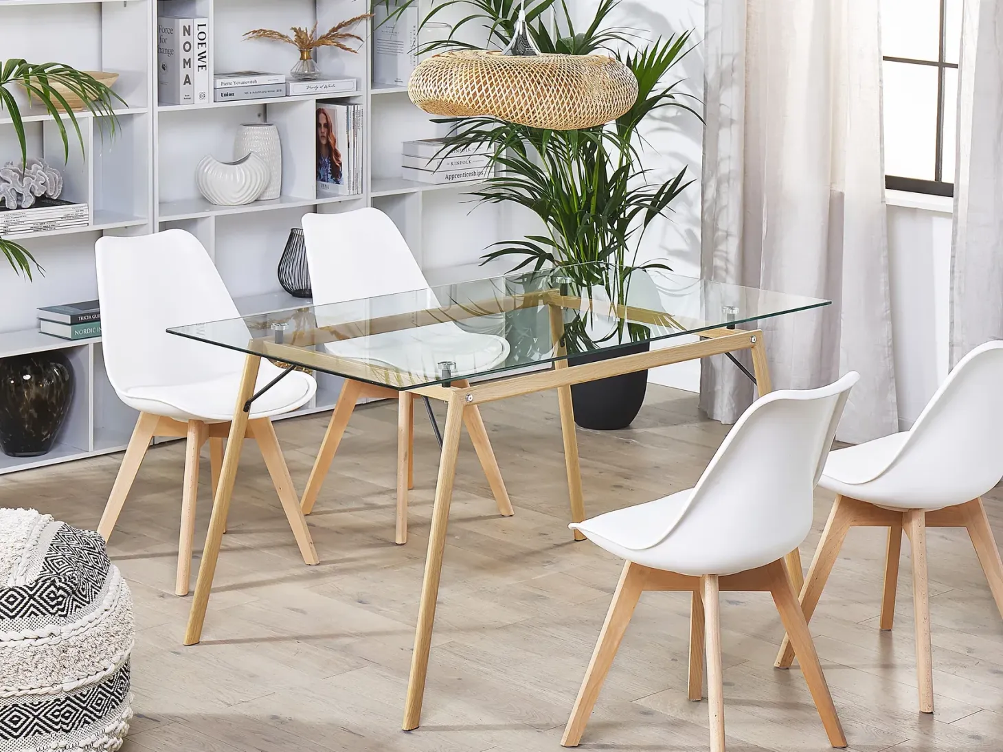 Spisebord KAMINA Lysebrun 140 cm 80 cm Hærdet glas
