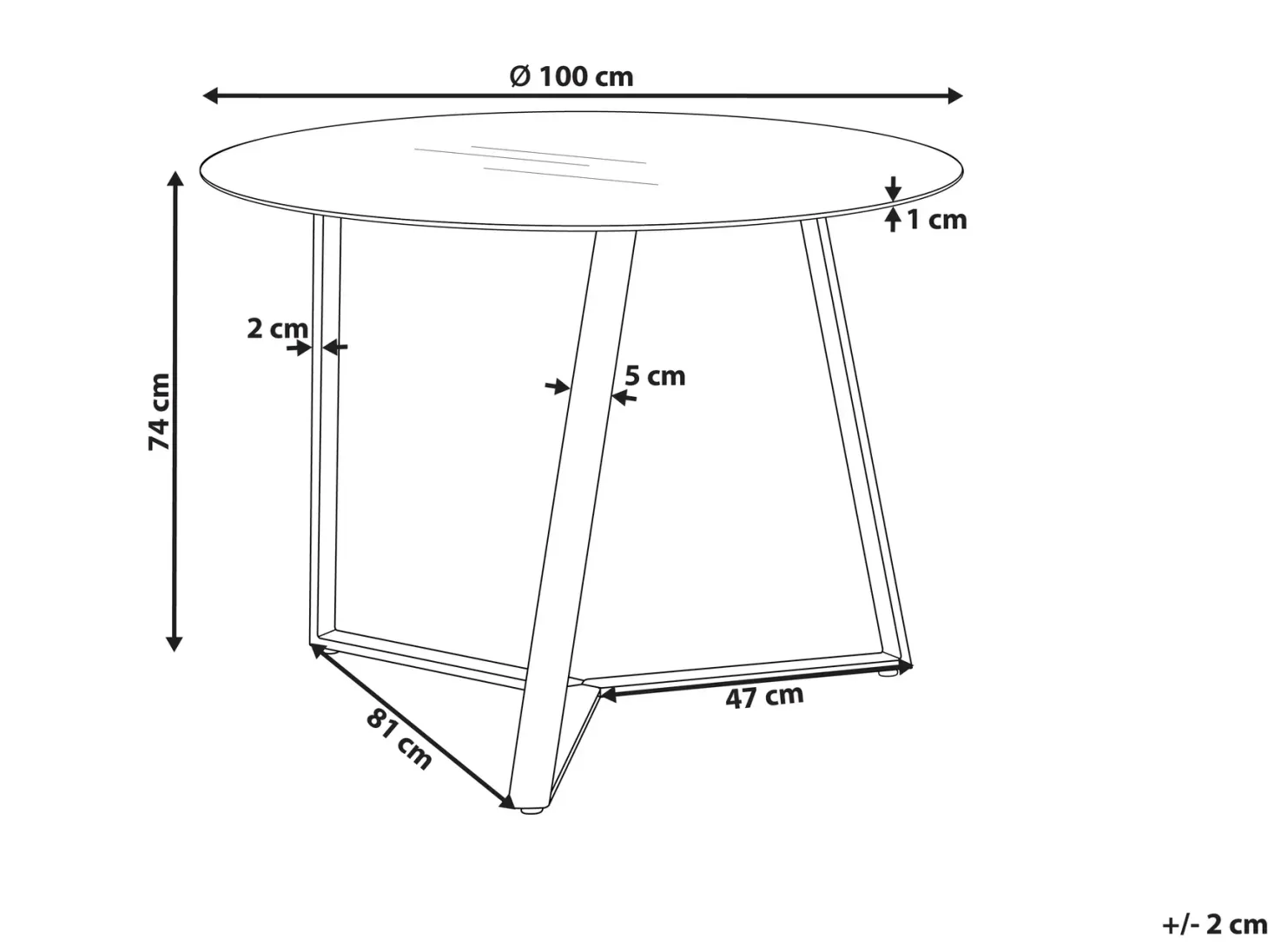 Spisebord KEBRI Sort 100 cm 100 cm Hærdet glas