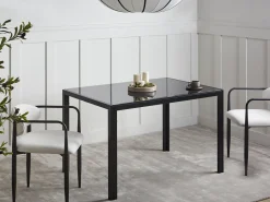 Spisebord LAVOS Sort 120 cm 80 cm Hærdet glas