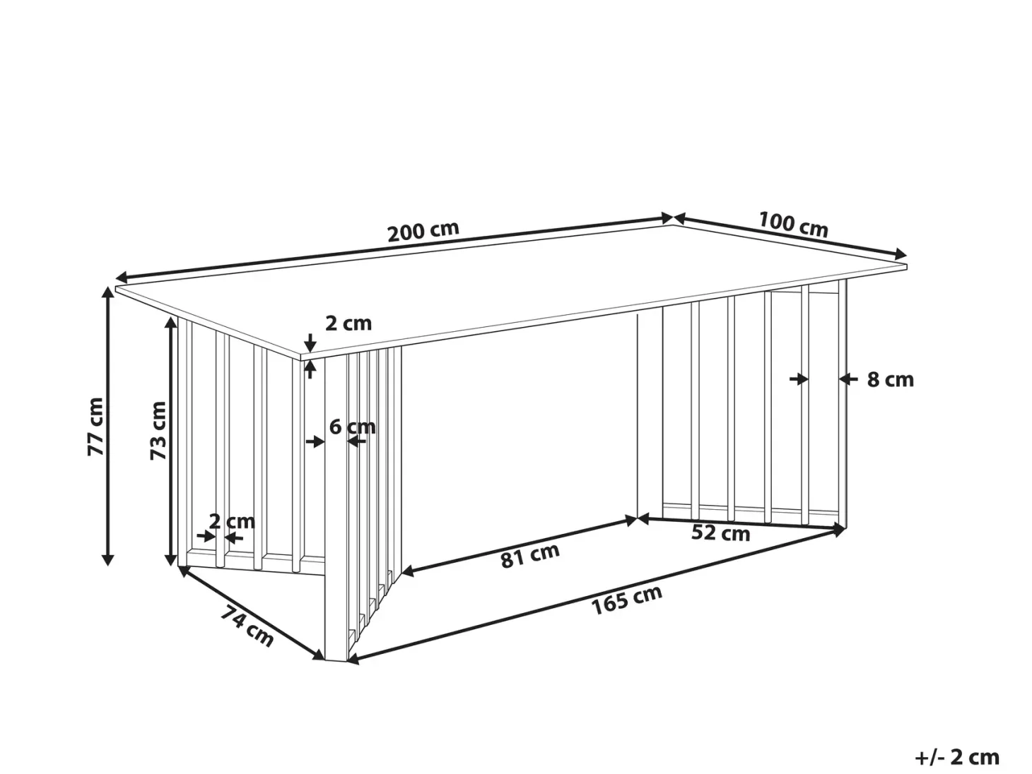 Spisebord LEANDRA Lys ask 200 cm 100 cm