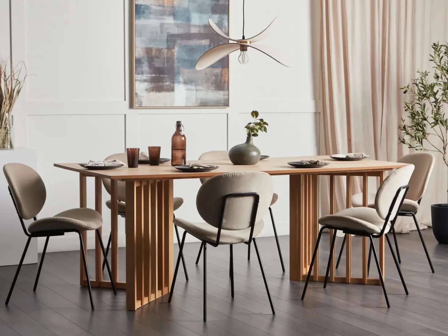 Spisebord LEANDRA Lys ask 200 cm 100 cm