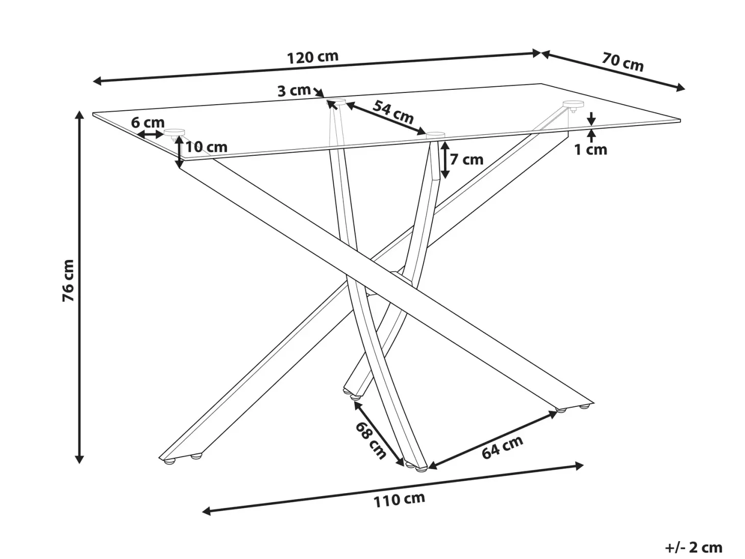 Spisebord MARAMO Guld 120 cm 70 cm Hærdet glas
