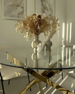 Spisebord MARAMO Guld 120 cm 120 cm Hærdet glas