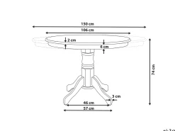 Spisebord med udtræk AKRON Hvid 106/150 cm 106 cm