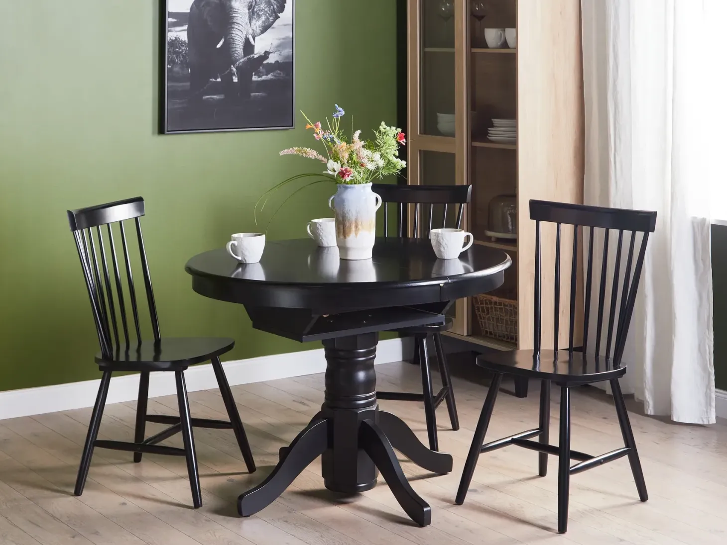 Spisebord med udtræk AKRON Sort 106/150 cm 106 cm