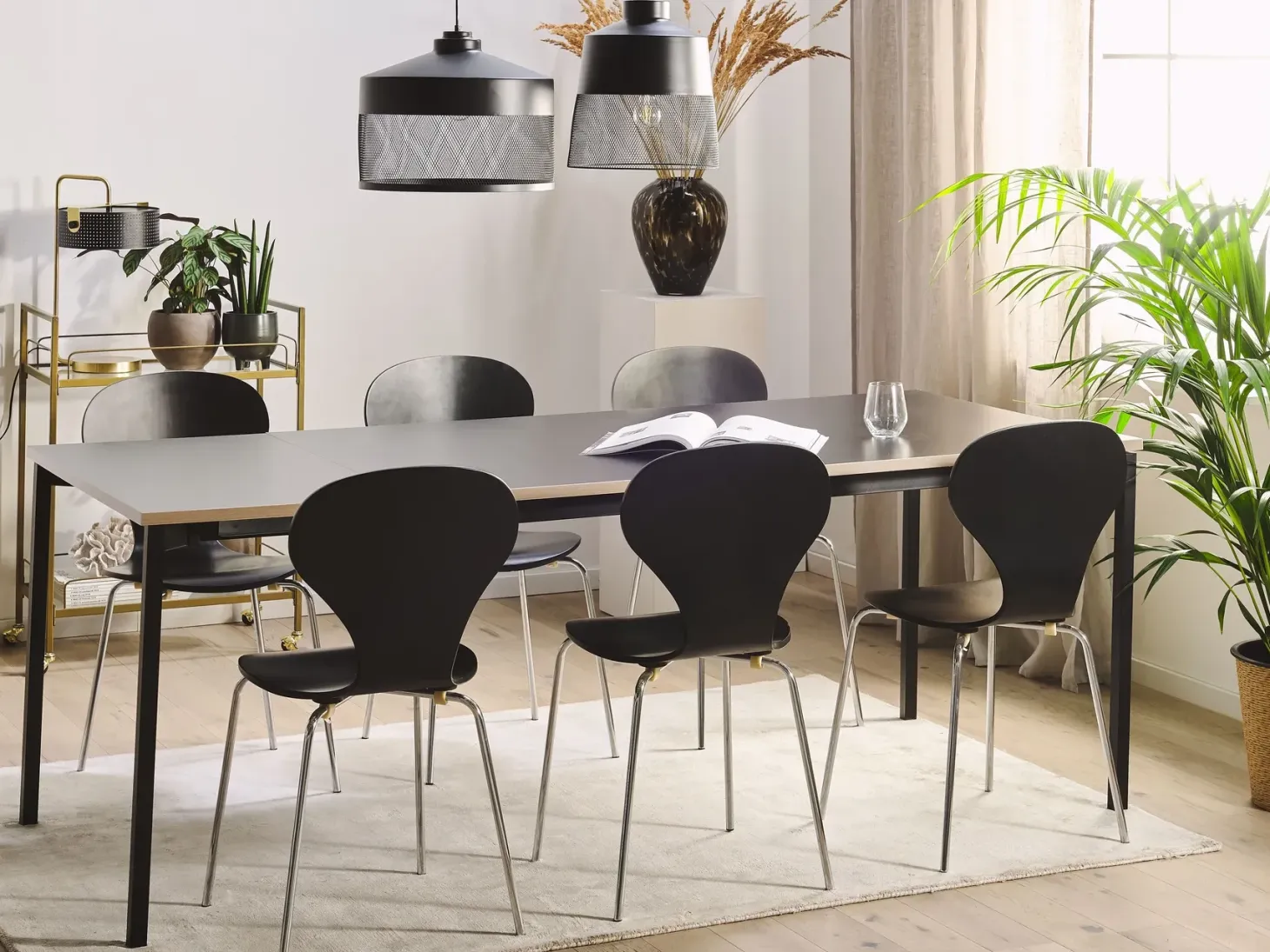 Spisebord med udtræk AVIS Sort 140/190 cm 90 cm
