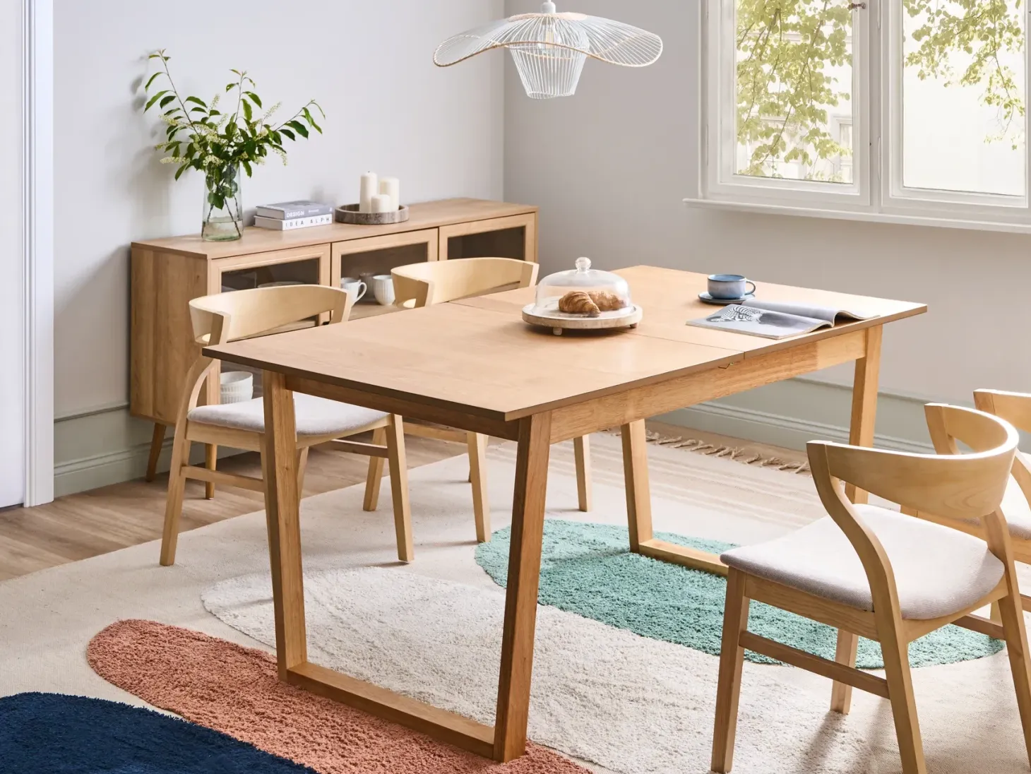 Spisebord med udtræk CAMDEN Lys ask 160/200 cm 95 cm