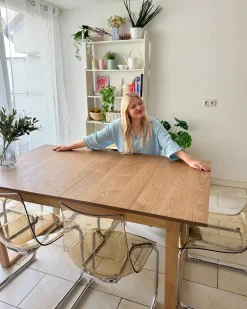 Spisebord med udtræk CAMDEN Lys ask 160/200 cm 95 cm