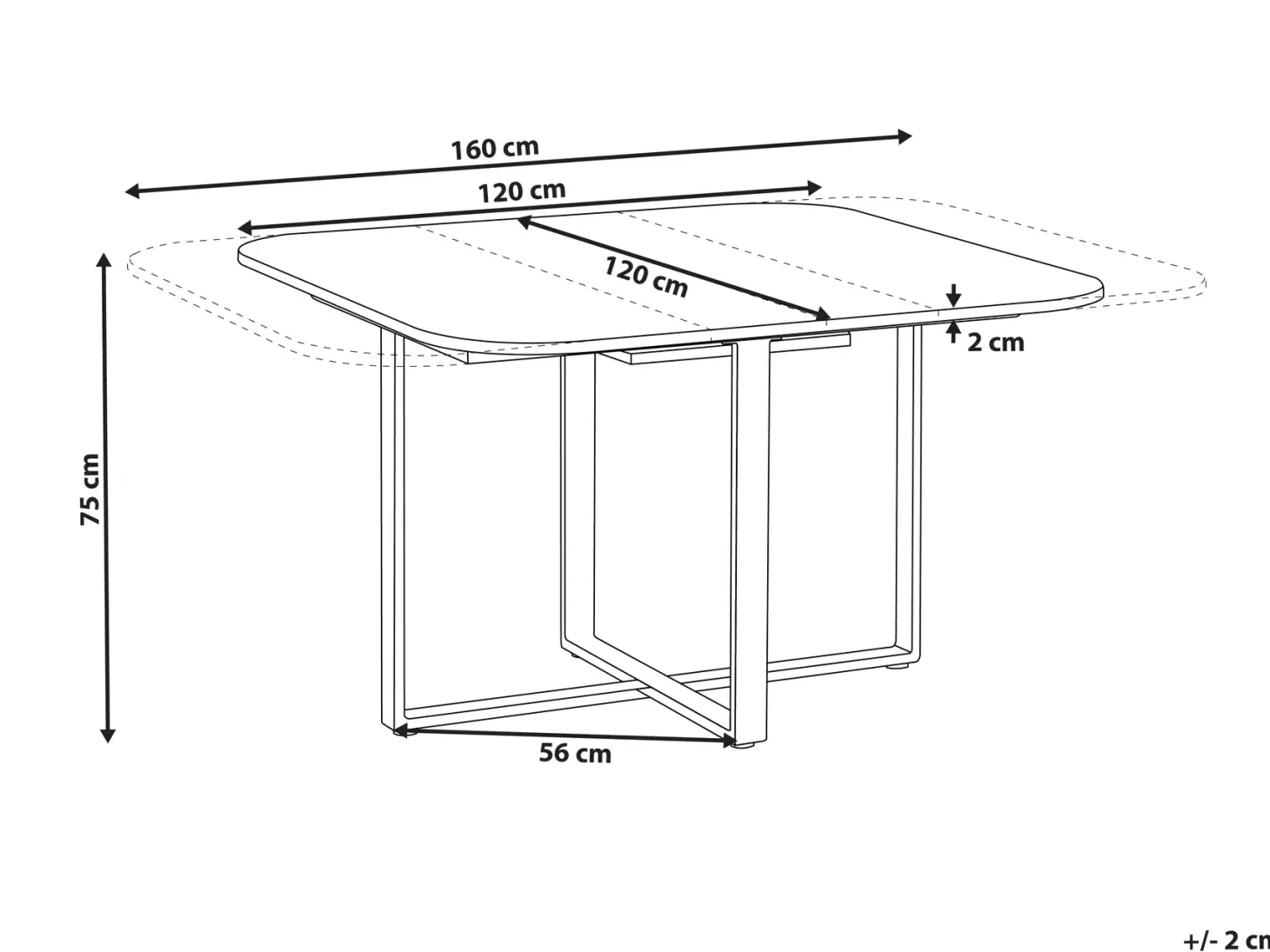 Spisebord med udtræk COOPER Brun 120/160 cm 120 cm
