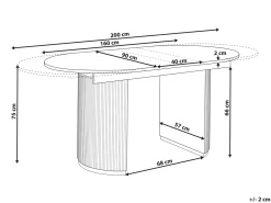 Spisebord med udtræk DULVERTON Hvid 160/200 cm 90 cm