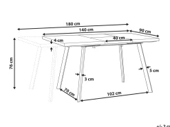 Spisebord med udtræk HARLOW Mørkebrun 140/180 cm 90 cm