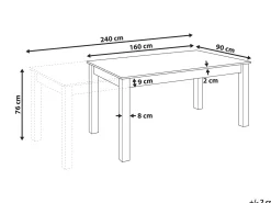 Spisebord med udtræk MADURA Mørk ask 160/240 cm 90 cm