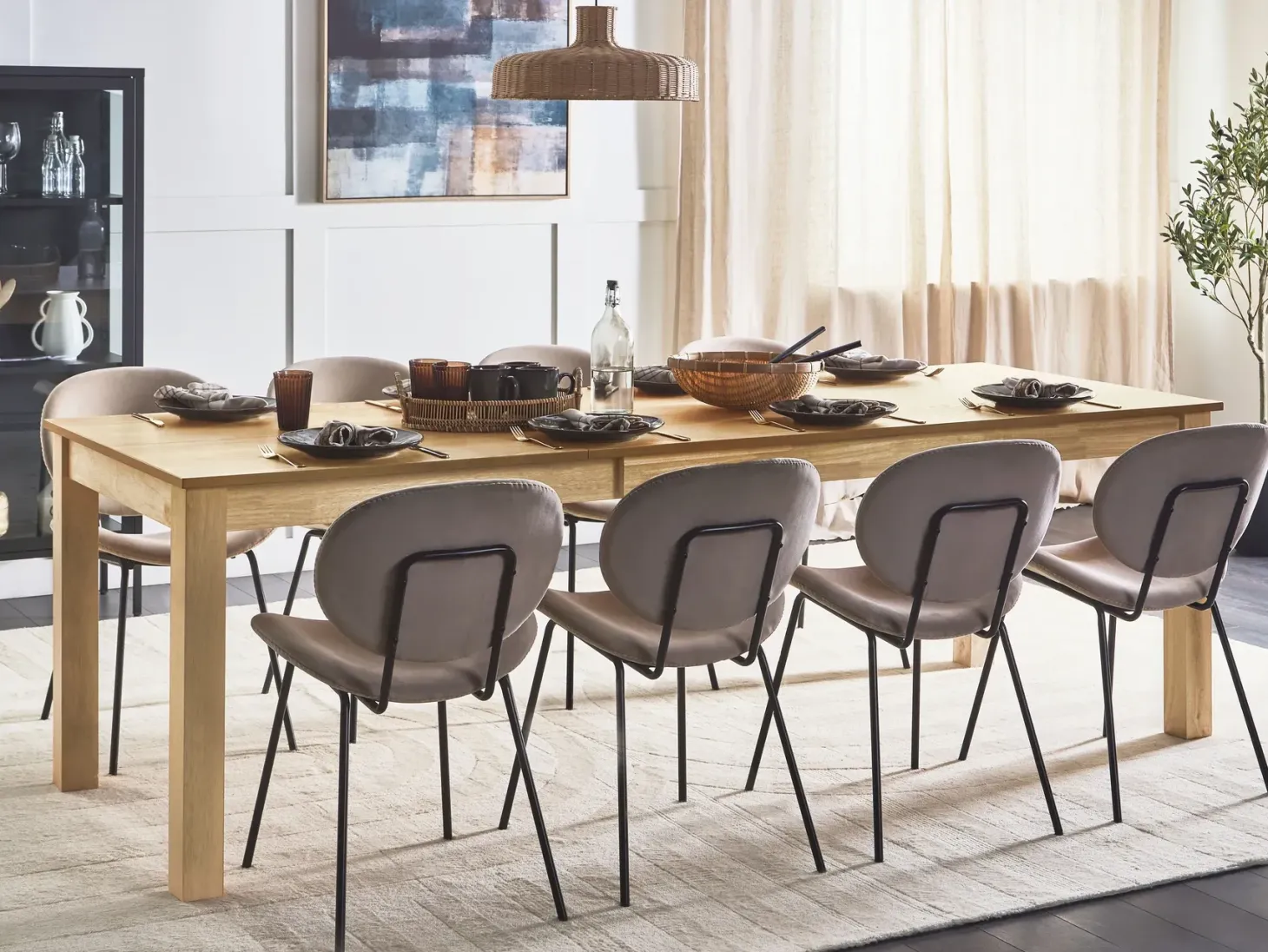 Spisebord med udtræk MADURA Naturlig ask 160/240 cm 90 cm