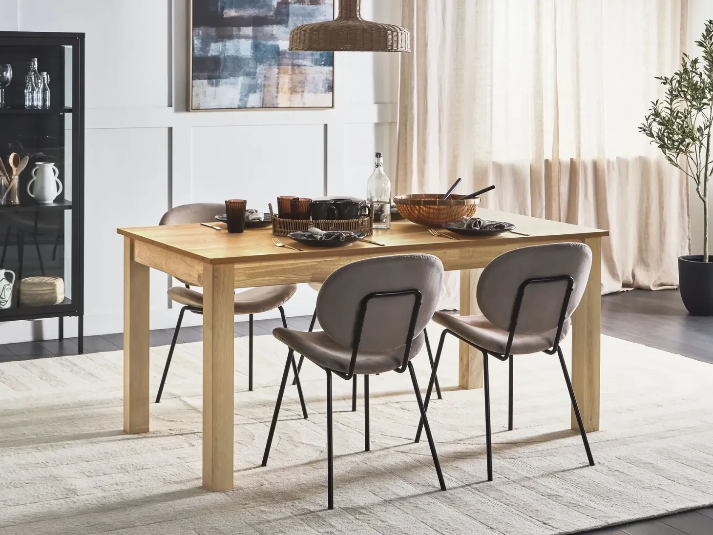 Spisebord med udtræk MADURA Naturlig ask 160/240 cm 90 cm