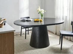 Spisebord med udtræk MOORE Sort asketræ 120/160 cm 120 cm