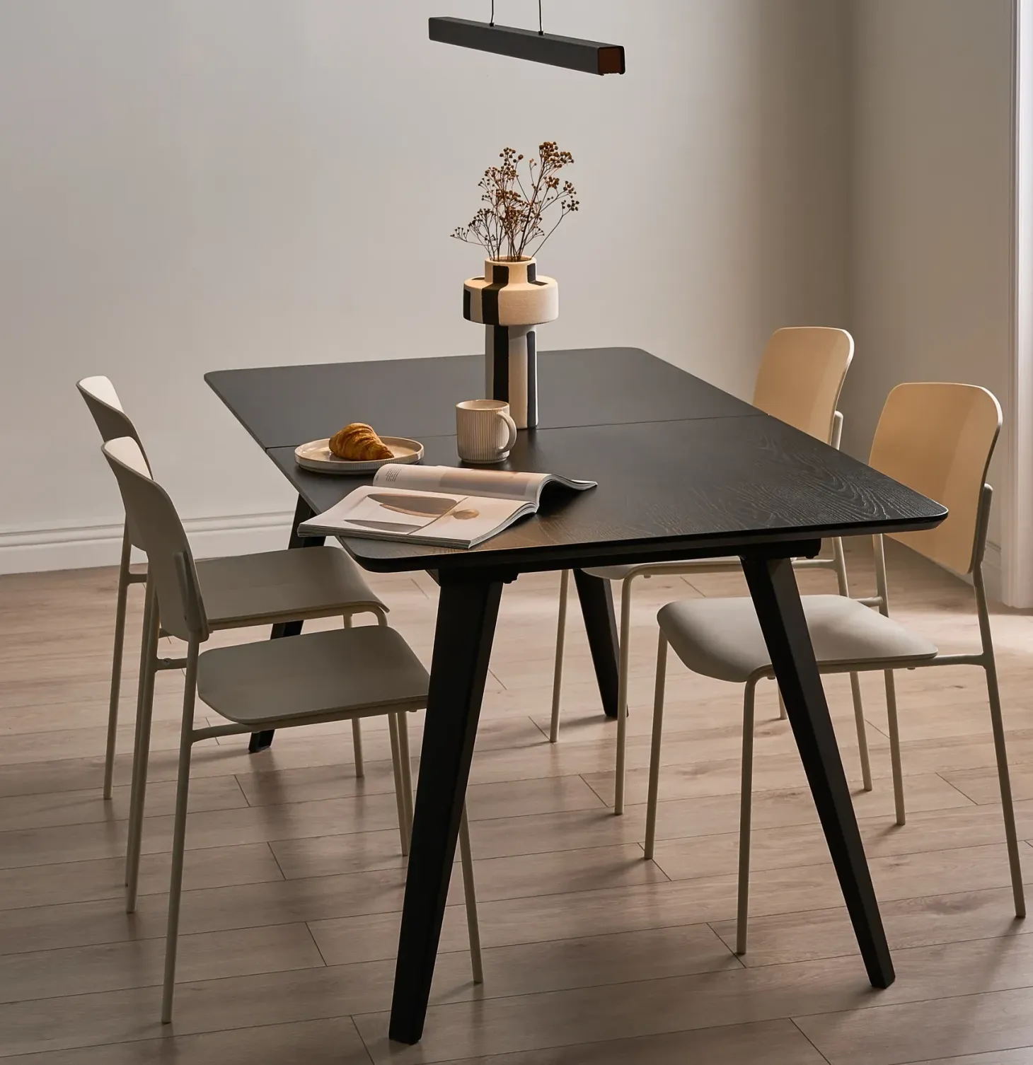 Spisebord med udtræk NORLEY Sort 120/160 cm 80 cm