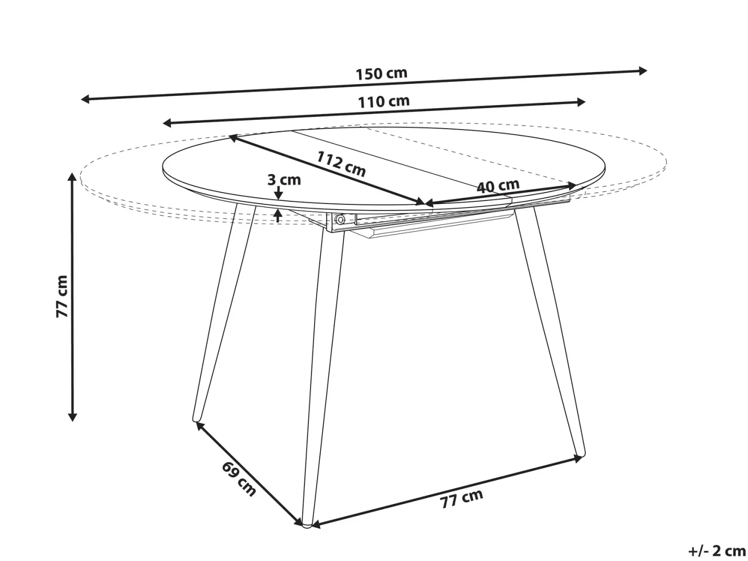 Spisebord med udtræk SENIAC Brun 110/150 cm 112 cm