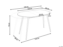 Spisebord med udtræk STAVERTON Hvid 120/160 cm 80 cm