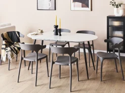 Spisebord med udtræk STAVERTON Hvid 120/160 cm 80 cm