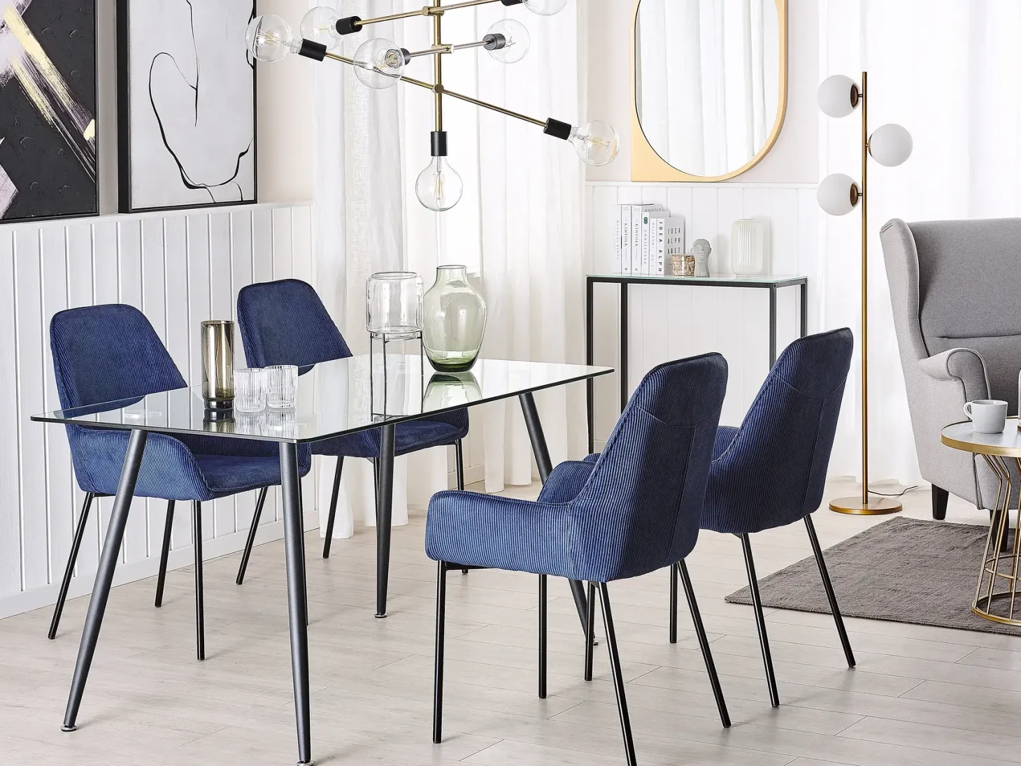 Spisebord MIDLAND Sort 140 cm 80 cm Hærdet glas