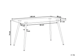 Spisebord MIDLAND Sort 140 cm 80 cm Hærdet glas
