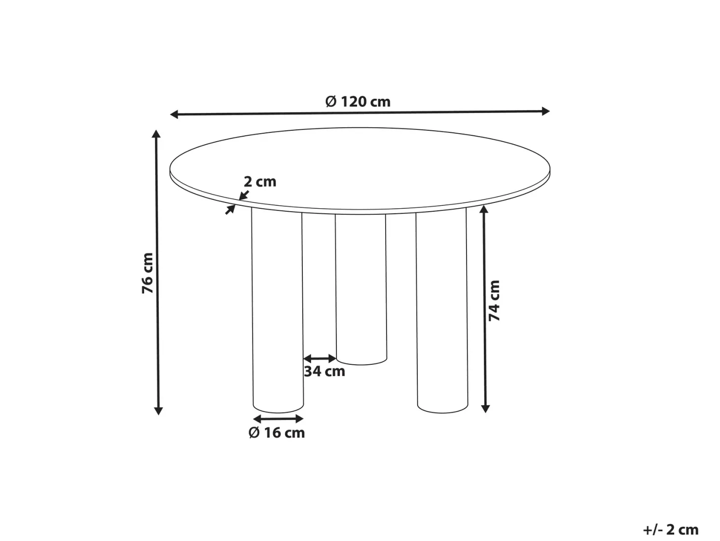 Spisebord ORIN Lys ask 120 cm 120 cm