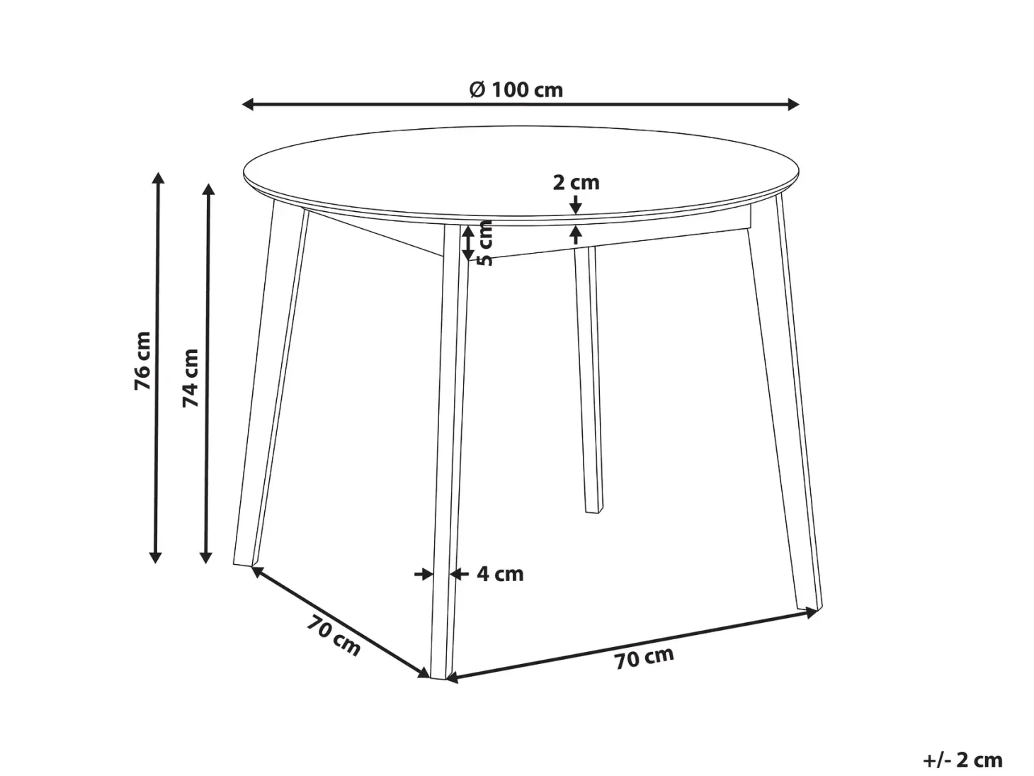 Spisebord ROXBY Hvid 100 cm 100 cm Fyretræ