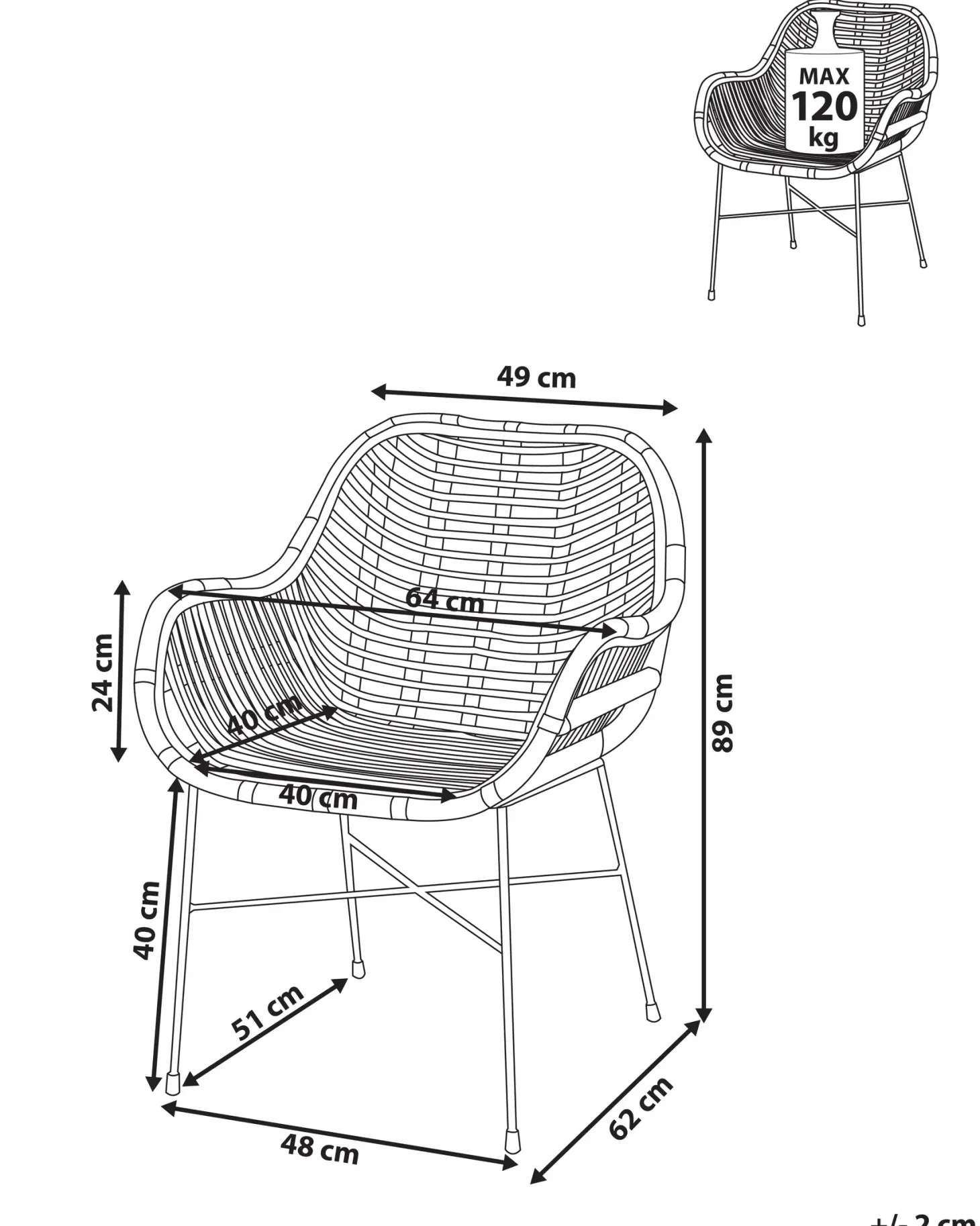 Spisebordsstol CANORA Rattan Naturlig