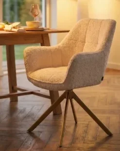 Spisebordsstol HAYDEN Boucle Lys Beige