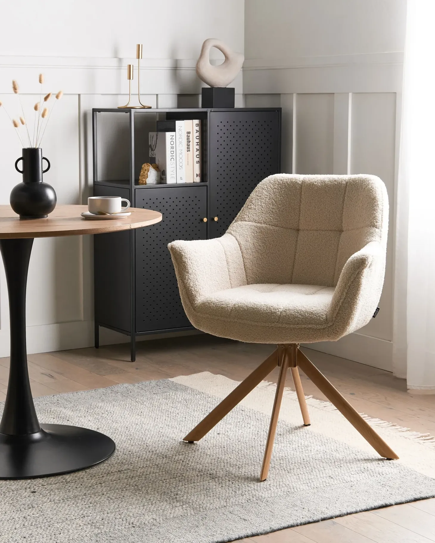 Spisebordsstol HAYDEN Boucle Lys Beige