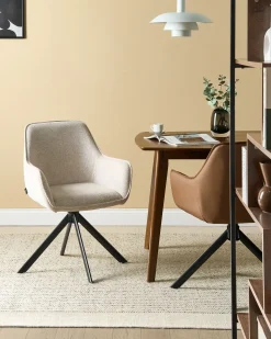 Spisebordsstol MORNAS Kunstlinned Lys Beige