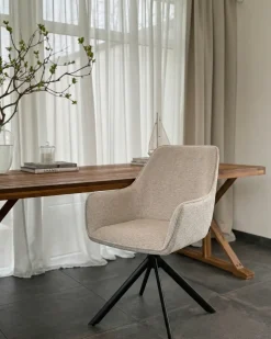 Spisebordsstol MORNAS Kunstlinned Lys Beige