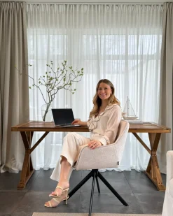 Spisebordsstol MORNAS Kunstlinned Lys Beige