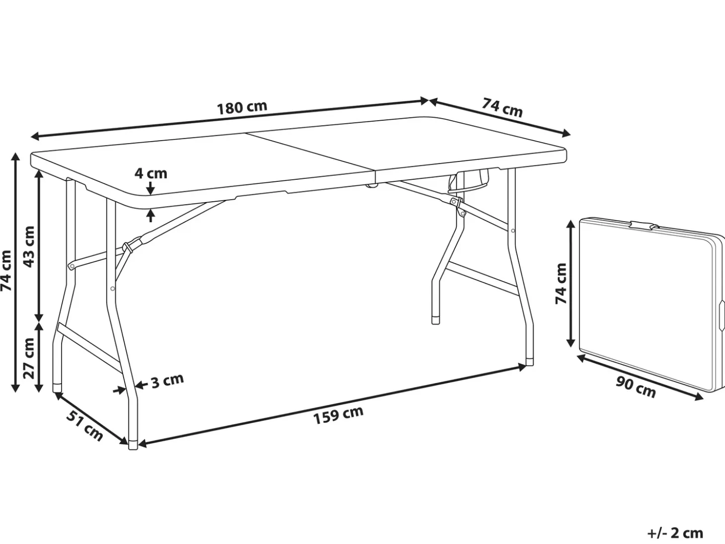 Spisebord til 6 CUGNOLI 180 cm 74 cm Hvid