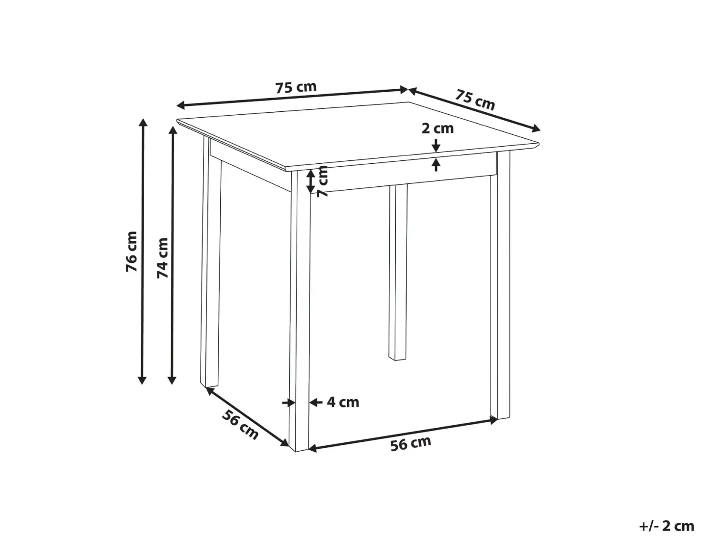 Spisebord VERITAS Sort 75 cm 75 cm Fyretræ