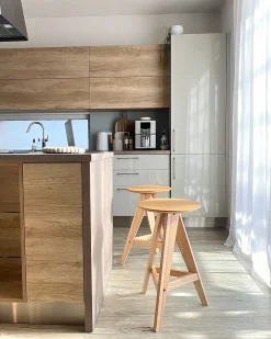 Sæt af 2 barstole AROMA Træ Lysebrun