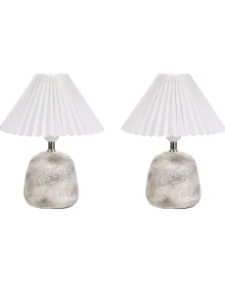 Sæt af 2 bordlamper ZEYI Keramik Hvid