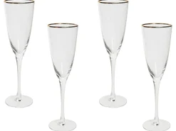 Sæt af 4 champagnefløjter TOPAZ 250 ml Transparent