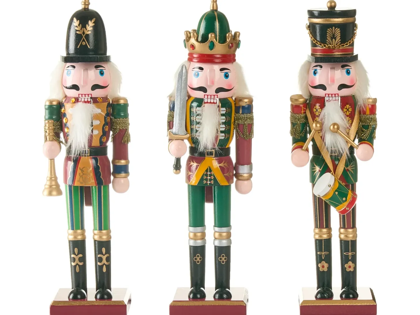 Sæt af 3 figurer LJUSNAN Nøddeknækker 30 cm Mørkegrøn