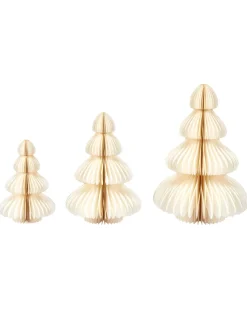 Sæt af 3 figurer NILGIRI Juletræ 15/20/25 cm Beige