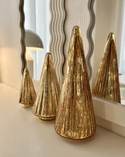 Sæt af 3 figurer OYEREN Juletræ 21/29/37 cm Guld