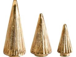 Sæt af 3 figurer OYEREN Juletræ 21/29/37 cm Guld