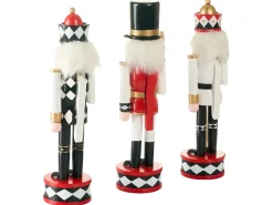 Sæt af 3 figurer RICKLEAN Nøddeknækker 30 cm Rød/Hvid