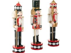 Sæt af 3 figurer RICKLEAN Nøddeknækker 30 cm Rød/Hvid