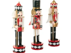 Sæt af 3 figurer RICKLEAN Nøddeknækker 30 cm Rød/Hvid