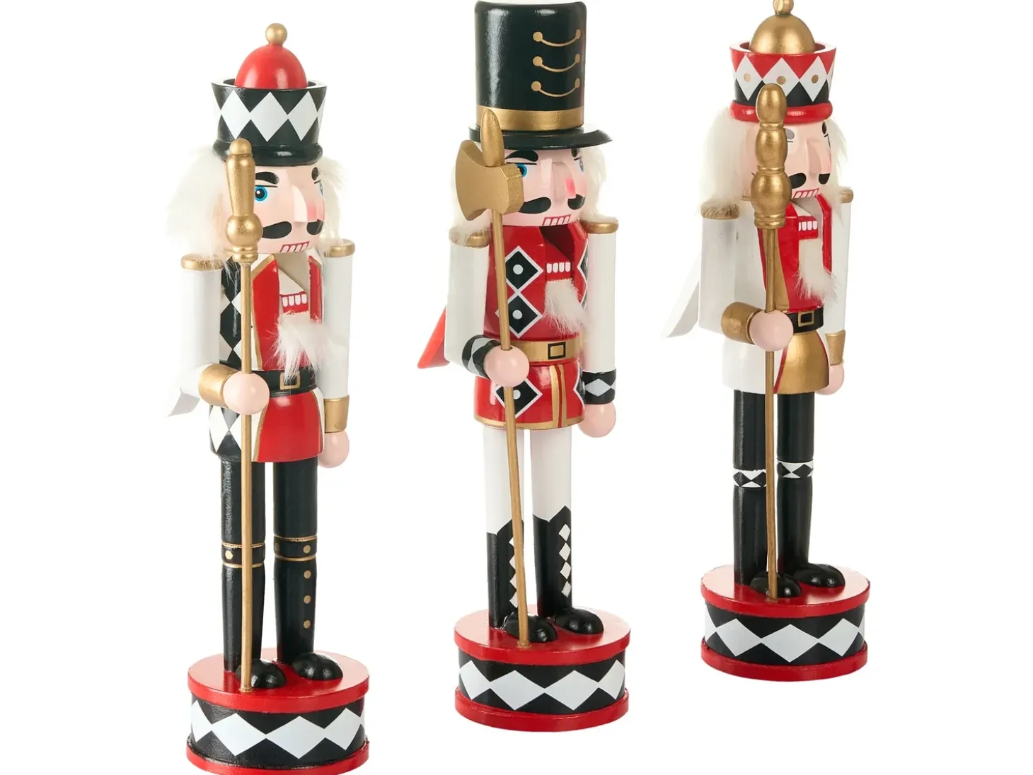 Sæt af 3 figurer RICKLEAN Nøddeknækker 30 cm Rød/Hvid