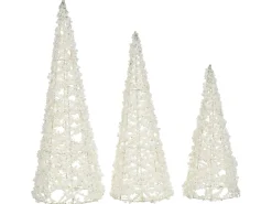 Sæt af 3 figurer ROSAN Juletræ 40/50/60 cm Hvid