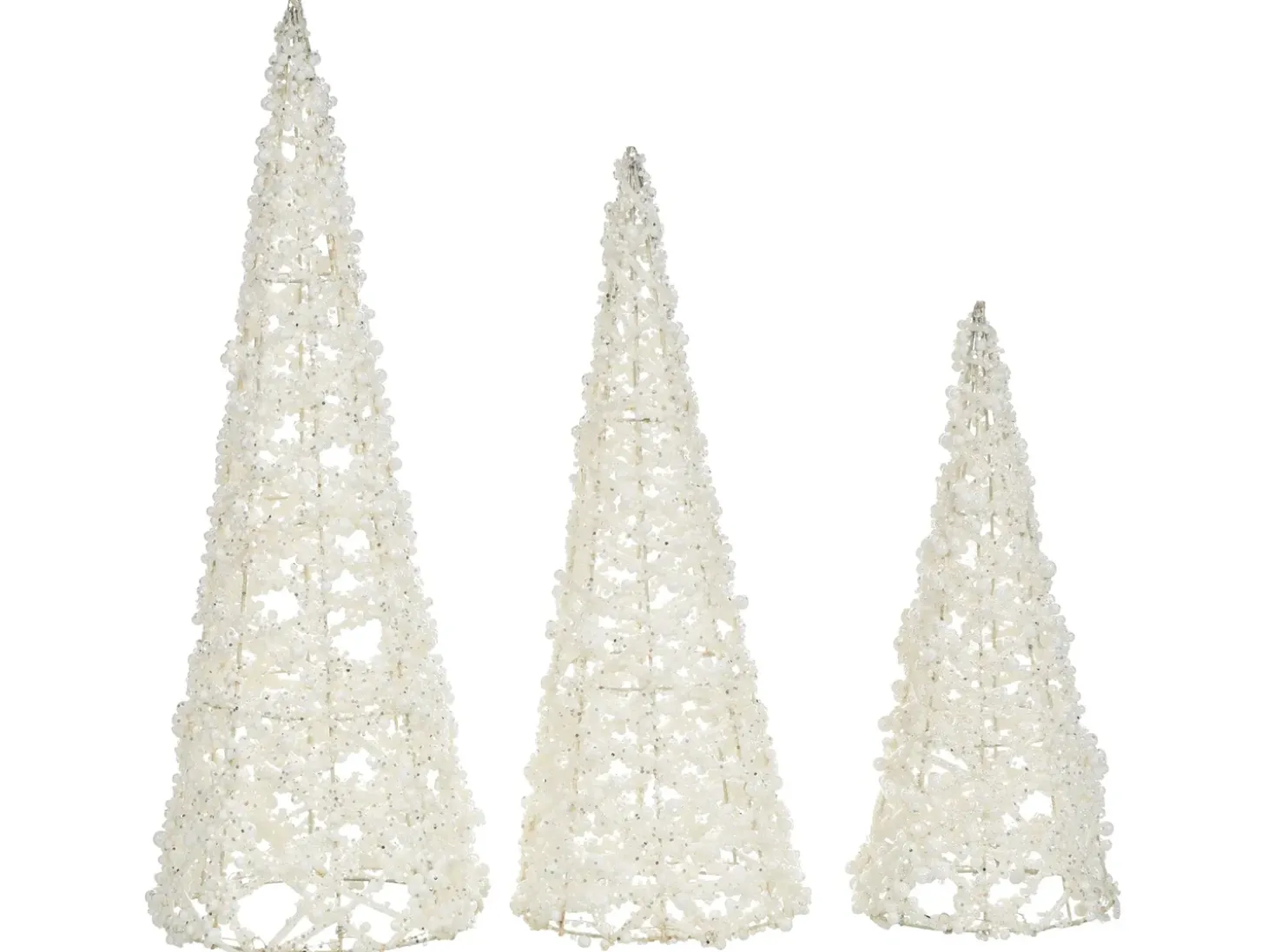 Sæt af 3 figurer ROSAN Juletræ 40/50/60 cm Hvid