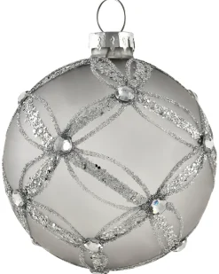 Sæt af 35 julekugler FROSTFALL Glas Grå