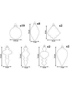 Sæt af 35 julekugler FROSTFALL Glas Grå